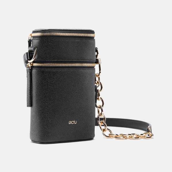 期間限定価格商品 Veda Double Zipper Italian Leather Crossbody in Black – ectu ジャケット・アウター
