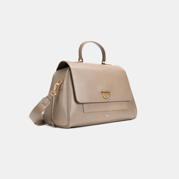 Palermo Italian Leather Weekender in Taupe