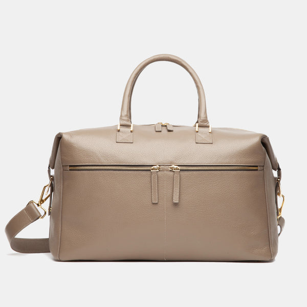 Hudson Italian Leather Weekender In Taupe