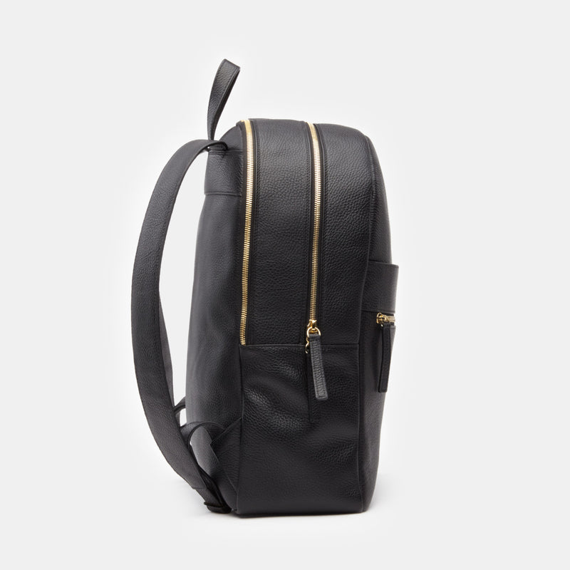 Brooklyn Italian Leather Backpack in Black