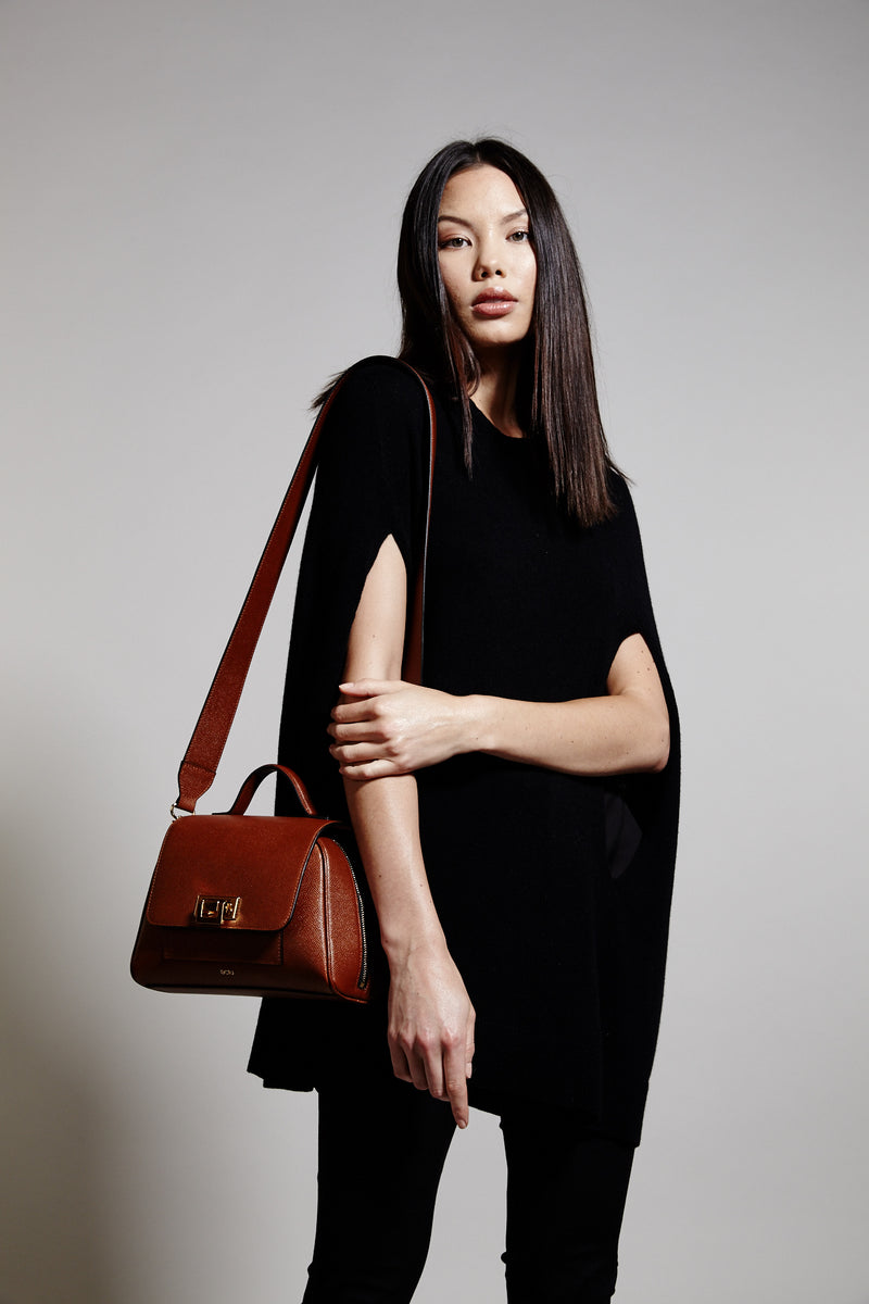 Mini Palermo Italian Leather Crossbody In Acorn