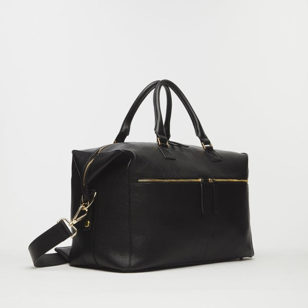 Hudson Italian Leather Weekender In Black